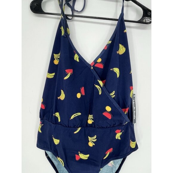 NWT Modcloth Watermelon Banana Halter Bodysuit Top L Navy Blue - Picture 3 of 6